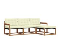 vidaXL Ensemble de canapés d'extérieur 4 pcs Naturel et Crème, Canapé de Jardin, Ensemble de Salon Moderne, mobilier extérieur Solide, pour Un Espace de Vie Confortable