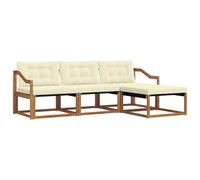 vidaXL Ensemble de canapés d'extérieur 4 pcs Naturel et Crème, Canapé de Jardin, Ensemble de Salon Moderne, mobilier extérieur Solide, pour Un Espace de Vie Confortable