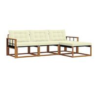 vidaXL Ensemble de canapés d'extérieur 4 pcs Naturel et Crème, Canapé de Jardin, Ensemble de Salon Moderne, mobilier extérieur Solide, pour Un Espace de Vie Confortable