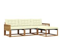 vidaXL Ensemble de canapés d'extérieur 4 pcs Naturel et Crème, Canapé de Jardin, Ensemble de Salon Moderne, mobilier extérieur Solide, pour Un Espace de Vie Confortable