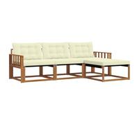 vidaXL Ensemble de canapés d'extérieur 4 pcs Naturel et Crème, Canapé de Jardin, Ensemble de Salon Moderne, mobilier extérieur Solide, pour Un Espace de Vie Confortable