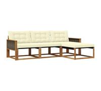 vidaXL Ensemble de canapés d'extérieur 4 pcs Naturel et Crème, Canapé de Jardin, Ensemble de Salon Moderne, mobilier extérieur Solide, pour Un Espace de Vie Confortable