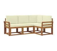 vidaXL Ensemble de canapés d'extérieur 4 pcs Naturel et Crème, Canapé de Jardin, mobilier sectionnel Moderne, Salon de Jardin, assises de Patio Robustes, Ensemble Confortable pour la terrasse.