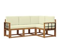 vidaXL Ensemble de canapés d'extérieur 4 pcs Naturel et Crème, Canapé de Jardin, mobilier sectionnel Moderne, Salon de Jardin, assises de Patio Robustes, Ensemble Confortable pour la terrasse.