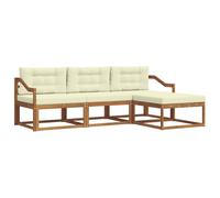 vidaXL Ensemble de canapés d'extérieur 4 pcs Naturel et Crème, Canapé de Jardin Moderne, Confortable, Meubles de Patio sectionnels, durables au Bord de la Piscine, Coin détente