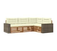 vidaXL Ensemble de canapés d'extérieur 4 pcs Naturel et Crème, Canapé de Jardin, Moderne et résistant aux intempéries, Ensemble Convivial pour se détendre en terrasse