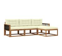 vidaXL Ensemble de canapés d'extérieur 4 pcs Naturel et Crème, Canapé de Jardin Moderne, résistant aux intempéries, mobilier Confortable pour terrasse, Options stylées pour Le Jardin