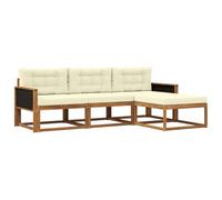 vidaXL Ensemble de canapés d'extérieur 4 pcs Naturel et Crème, Canapé de Jardin Moderne, résistant aux intempéries, mobilier Confortable pour terrasse, Options stylées pour Le Jardin