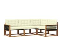 vidaXL Ensemble de canapés d'extérieur 4 pcs Naturel et Crème, Ensemble de Salon de Jardin, canapé d'extérieur Moderne, mobilier Durable, Coin détente stylé pour Patio