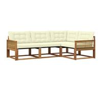 vidaXL Ensemble de canapés d'extérieur 4 pcs Naturel et Crème, Ensemble de Salon de Jardin, canapé d'extérieur Moderne, mobilier Durable, Coin détente stylé pour Patio
