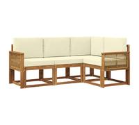 vidaXL Ensemble de canapés d'extérieur 4 pcs Naturel et Crème, Mobilier de Jardin, canapé Moderne extérieur, Coin Salon Confortable pour terrasse, Ensemble Lounge résistant