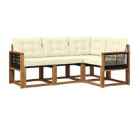 vidaXL Ensemble de canapés d'extérieur 4 pcs Naturel et Crème, Mobilier de Jardin, Ensemble de canapés Moderne, Espace Dehors Relax, Assise Durable, Confort Parfait