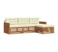 vidaXL Ensemble de canapés d'extérieur 4 pcs Naturel et Crème, Set de Salon de Jardin, canapé sectionnel Moderne pour l'extérieur, mobilier Patio Durable et Confortable