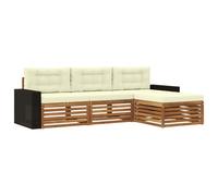 vidaXL Ensemble de canapés d'extérieur 4 pcs Naturel et Crème, Sofa d'extérieur, Set modulaire pour Jardin, Fauteuil Moderne, idéal pour se détendre en terrasse