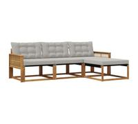 vidaXL Ensemble de canapés d'extérieur 4 pcs Naturel et Gris Clair, Canapé de Jardin, Ensemble de Salon Moderne, mobilier extérieur Solide, pour Un Espace de Vie Confortable