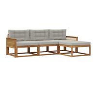 vidaXL Ensemble de canapés d'extérieur 4 pcs Naturel et Gris Clair, Canapé de Jardin Moderne, résistant aux intempéries, mobilier Confortable pour terrasse, Options stylées pour Le Jardin