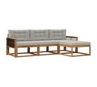 vidaXL Ensemble de canapés d'extérieur 4 pcs Naturel et Gris Clair, Canapé de Jardin Moderne, résistant aux intempéries, mobilier Confortable pour terrasse, Options stylées pour Le Jardin