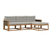 vidaXL Ensemble de canapés d'extérieur 4 pcs Naturel et Gris Clair, Canapé de Jardin Moderne, résistant aux intempéries, mobilier Confortable pour terrasse, Options stylées pour Le Jardin