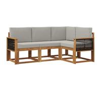 vidaXL Ensemble de canapés d'extérieur 4 pcs Naturel et Gris Clair, Mobilier de Jardin, canapé Moderne extérieur, Coin Salon Confortable pour terrasse, Ensemble Lounge résistant