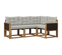 vidaXL Ensemble de canapés d'extérieur 4 pcs Naturel et Gris Clair, Mobilier de Jardin, Ensemble de canapés Moderne, Espace Dehors Relax, Assise Durable, Confort Parfait