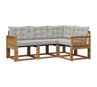 vidaXL Ensemble de canapés d'extérieur 4 pcs Naturel et Gris Clair, Mobilier de Jardin, Ensemble de canapés Moderne, Espace Dehors Relax, Assise Durable, Confort Parfait