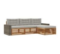 vidaXL Ensemble de canapés d'extérieur 4 pcs Naturel et Gris Clair, Sofa d'extérieur, Set modulaire pour Jardin, Fauteuil Moderne, idéal pour se détendre en terrasse