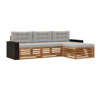 vidaXL Ensemble de canapés d'extérieur 4 pcs Naturel et Gris Clair, Sofa d'extérieur, Set modulaire pour Jardin, Fauteuil Moderne, idéal pour se détendre en terrasse