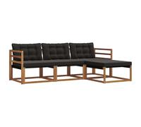 vidaXL Ensemble de canapés d'extérieur 4 pcs Naturel et Noir, Canapé de Jardin, Ensemble de Salon Moderne, mobilier extérieur Solide, pour Un Espace de Vie Confortable