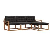 vidaXL Ensemble de canapés d'extérieur 4 pcs Naturel et Noir, Canapé de Jardin, Ensemble de Salon Moderne, mobilier extérieur Solide, pour Un Espace de Vie Confortable
