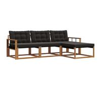 vidaXL Ensemble de canapés d'extérieur 4 pcs Naturel et Noir, Canapé de Jardin, Ensemble de Salon Moderne, mobilier extérieur Solide, pour Un Espace de Vie Confortable