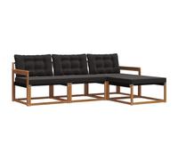 vidaXL Ensemble de canapés d'extérieur 4 pcs Naturel et Noir, Canapé de Jardin, Ensemble de Salon Moderne, mobilier extérieur Solide, pour Un Espace de Vie Confortable