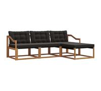 vidaXL Ensemble de canapés d'extérieur 4 pcs Naturel et Noir, Canapé de Jardin, Ensemble de Salon Moderne, mobilier extérieur Solide, pour Un Espace de Vie Confortable