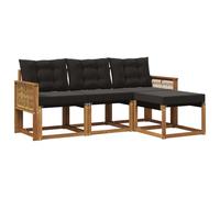 vidaXL Ensemble de canapés d'extérieur 4 pcs Naturel et Noir, Canapé de Jardin, Ensemble Moderne pour extérieur, mobilier de terrasse Durable, sièges Confortables