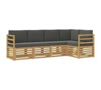 vidaXL Ensemble de canapés d'extérieur 5 pcs Blanc et Anthracite, Canapé d'angle Moderne, mobilier de Jardin, chaises Confort pour Patio, Coin terrasse