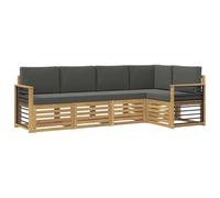 vidaXL Ensemble de canapés d'extérieur 5 pcs Blanc et Anthracite, Canapé d'angle Moderne, mobilier de Jardin, chaises Confort pour Patio, Coin terrasse