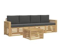 vidaXL Ensemble de canapés d'extérieur 5 pcs Blanc et Anthracite, Canapé de Jardin, mobilier sectionnel Robuste, Ensemble Moderne pour terrasse, détente au Grand air