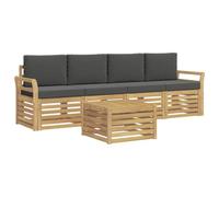 vidaXL Ensemble de canapés d'extérieur 5 pcs Blanc et Anthracite, Canapé de Jardin, mobilier sectionnel Robuste, Ensemble Moderne pour terrasse, détente au Grand air