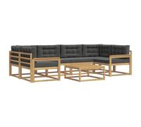 vidaXL Ensemble de canapés d'extérieur 5 pcs Blanc et Anthracite, Canapé de Jardin Moderne, Salon d'extérieur pour détendre, Set avec Acacia, sièges au Bord de Piscine