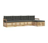 vidaXL Ensemble de canapés d'extérieur 5 pcs Blanc et Anthracite, Canapé d'extérieur Moderne, mobilier de Jardin, Salon de terrasse, Ensemble Confort pour se détendre