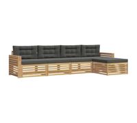 vidaXL Ensemble de canapés d'extérieur 5 pcs Blanc et Anthracite, Canapé d'extérieur Moderne, mobilier de Jardin, Salon de terrasse, Ensemble Confort pour se détendre