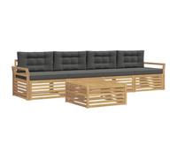vidaXL Ensemble de canapés d'extérieur 5 pcs Blanc et Anthracite, Mobilier de Jardin, canapés Modernes, Coin détente pour terrasse, Confort et Style au Patio