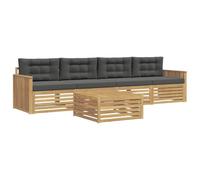 vidaXL Ensemble de canapés d'extérieur 5 pcs Blanc et Anthracite, Mobilier de Jardin, canapés Modernes, Coin détente pour terrasse, Confort et Style au Patio