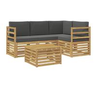 vidaXL Ensemble de canapés d'extérieur 5 pcs Blanc et Anthracite, Salon de Jardin Moderne, Ensemble Style, sièges extérieurs, Meubles contemporains, Lounge Acacia