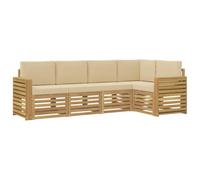 vidaXL Ensemble de canapés d'extérieur 5 pcs Blanc et Beige, Canapé d'angle Moderne, mobilier de Jardin, chaises Confort pour Patio, Coin terrasse