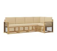vidaXL Ensemble de canapés d'extérieur 5 pcs Blanc et Beige, Canapé d'angle Moderne, mobilier de Jardin, chaises Confort pour Patio, Coin terrasse