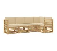 vidaXL Ensemble de canapés d'extérieur 5 pcs Blanc et Beige, Canapé d'angle Moderne, mobilier de Jardin, chaises Confort pour Patio, Coin terrasse