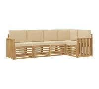 vidaXL Ensemble de canapés d'extérieur 5 pcs Blanc et Beige, Canapé d'angle Moderne, mobilier de Jardin, chaises Confort pour Patio, Coin terrasse