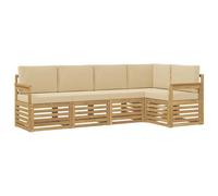 vidaXL Ensemble de canapés d'extérieur 5 pcs Blanc et Beige, Canapé d'angle Moderne, mobilier de Jardin, chaises Confort pour Patio, Coin terrasse