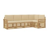 vidaXL Ensemble de canapés d'extérieur 5 pcs Blanc et Beige, Canapé d'angle Moderne, mobilier de Jardin, chaises Confort pour Patio, Coin terrasse