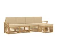 vidaXL Ensemble de canapés d'extérieur 5 pcs Blanc et Beige, Canapé de Jardin, Ensemble Moderne, Coin Salon, Meuble au Bord de la Piscine, Beige, Marron, Lounge